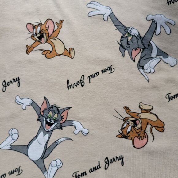 Tom & Jerry Tshirt Juniors Sz XL Beige Crop Top Graphic Retro Novelty Cartoon - Picture 5 of 6